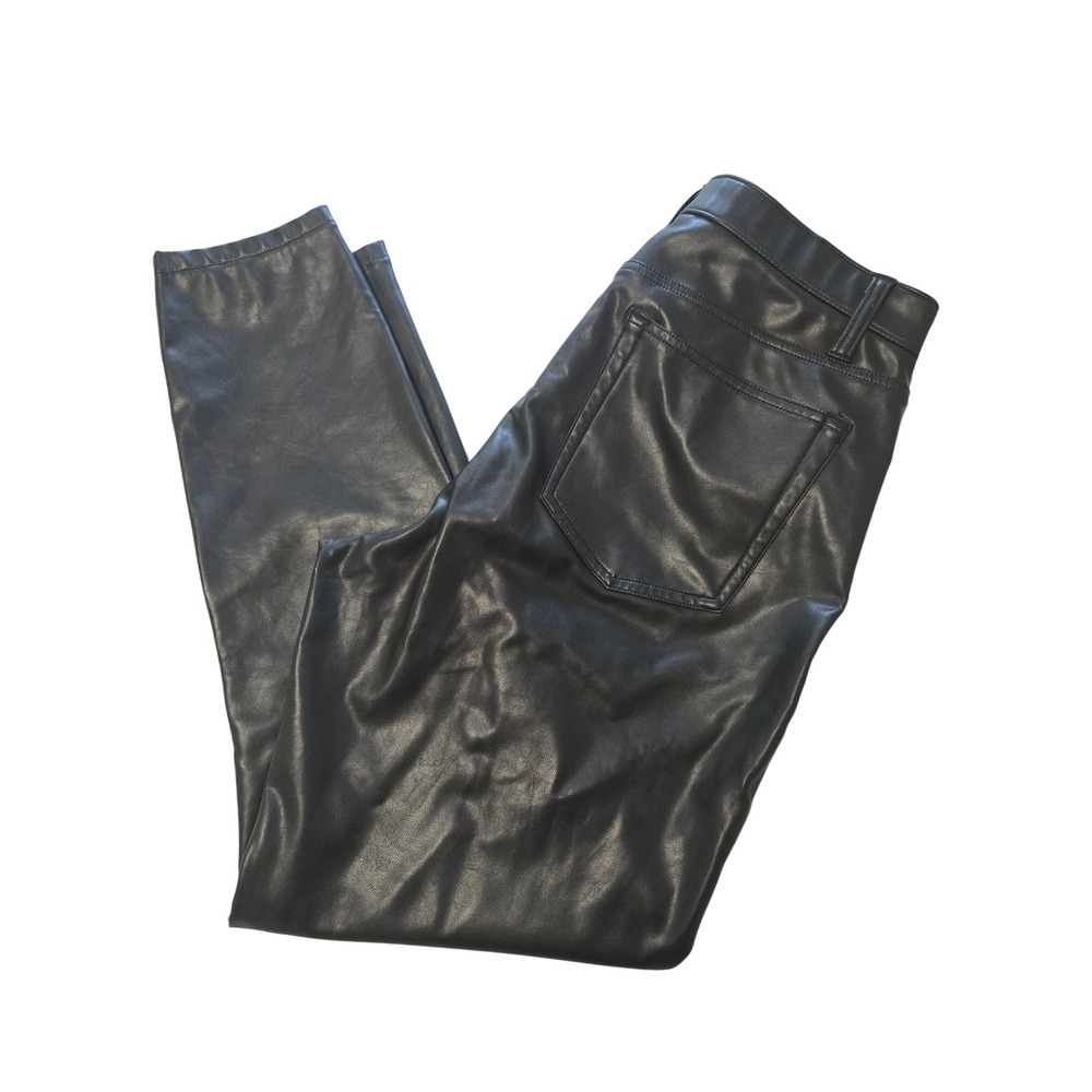 Abercrombie & Fitch Curve Love High Rise Skinny Vegan Leather Pants Black 32/14L